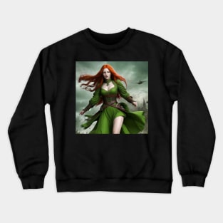 Sorceress in Green Robe Crewneck Sweatshirt